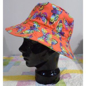 ONE OF A KIND HOT OFF MY MACHINE BUTTERFLIES BUCKET HAT FITS UP TO 21-1/2"